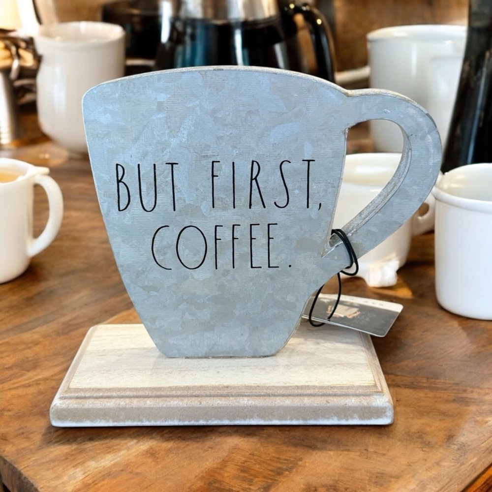 NEW Rae Dunn ‘BUT FIRST COFFEE’ Wood Decoration - Size 6x6